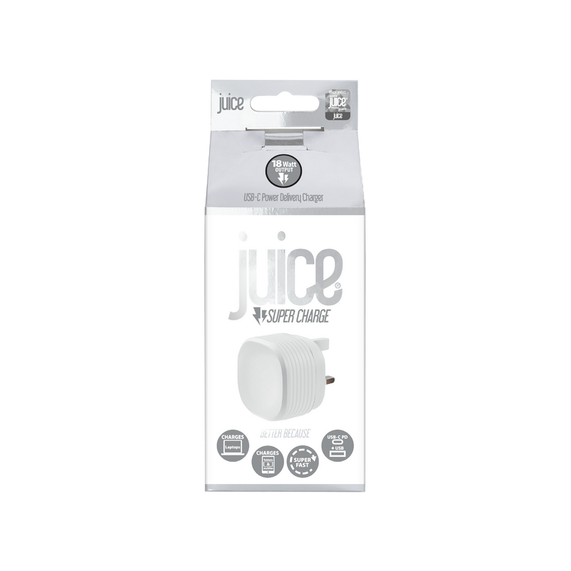 Juice 18W Dual Port Super Charge Plug – White