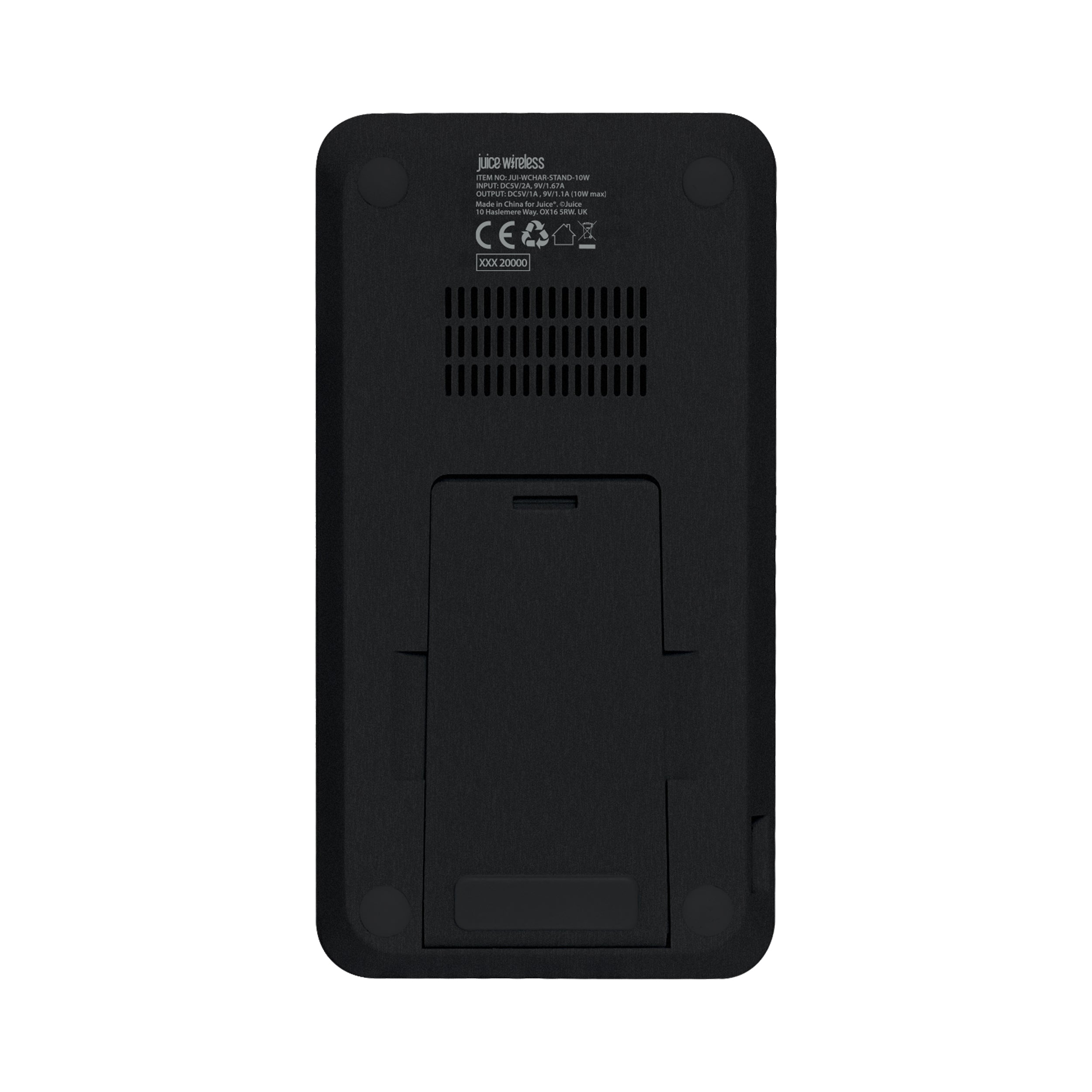 Back of Juice 10W Wireless Charging Stand in Black