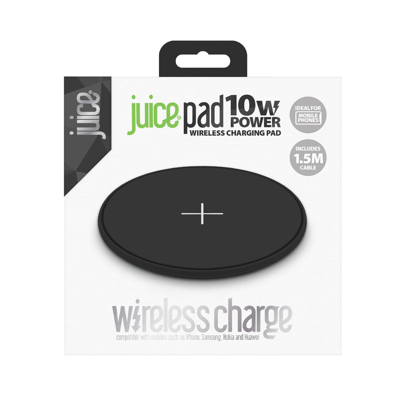 Juice 10Watt Wireless Charging Pad front of Packaging Black