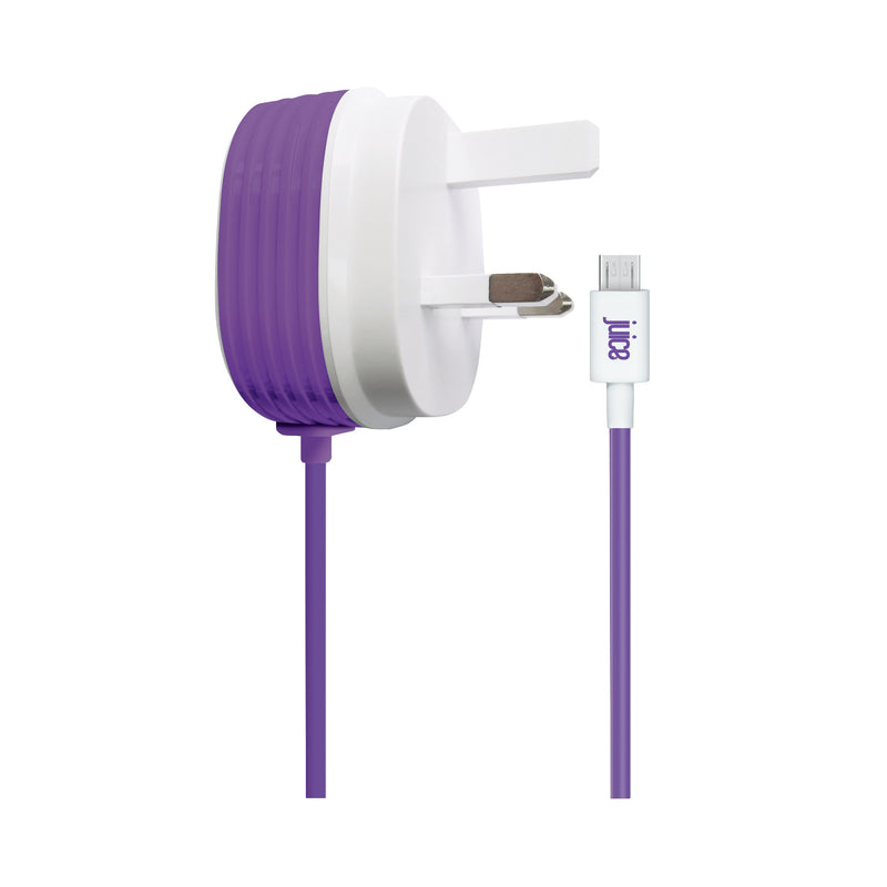 Juice White/Purple 2.4 Amp Micro USB Charger Plug and Cable