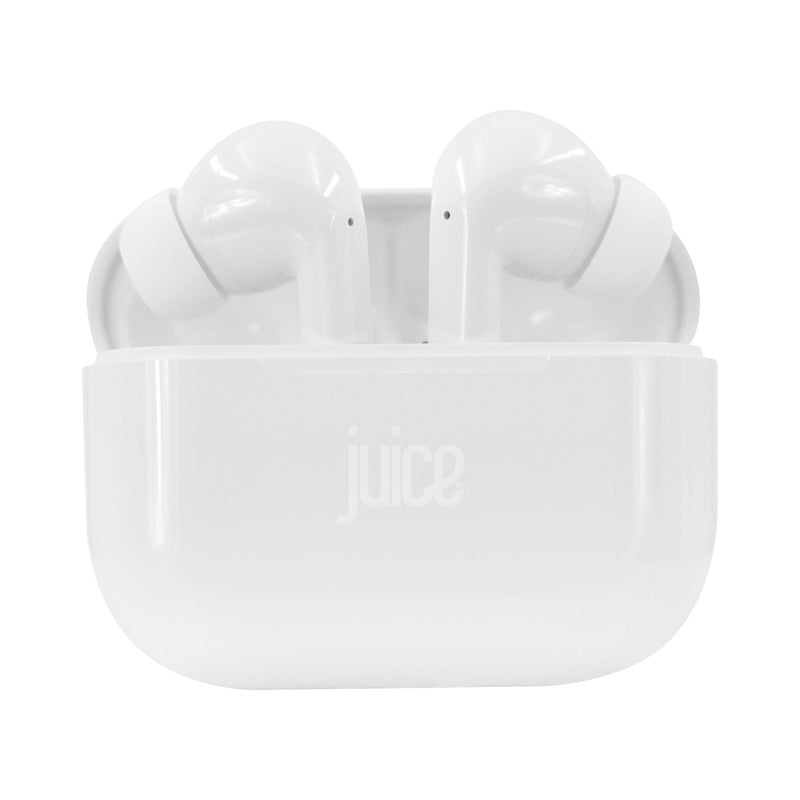 Juice Airphones Go Wireless Headphones in White with Charging Case