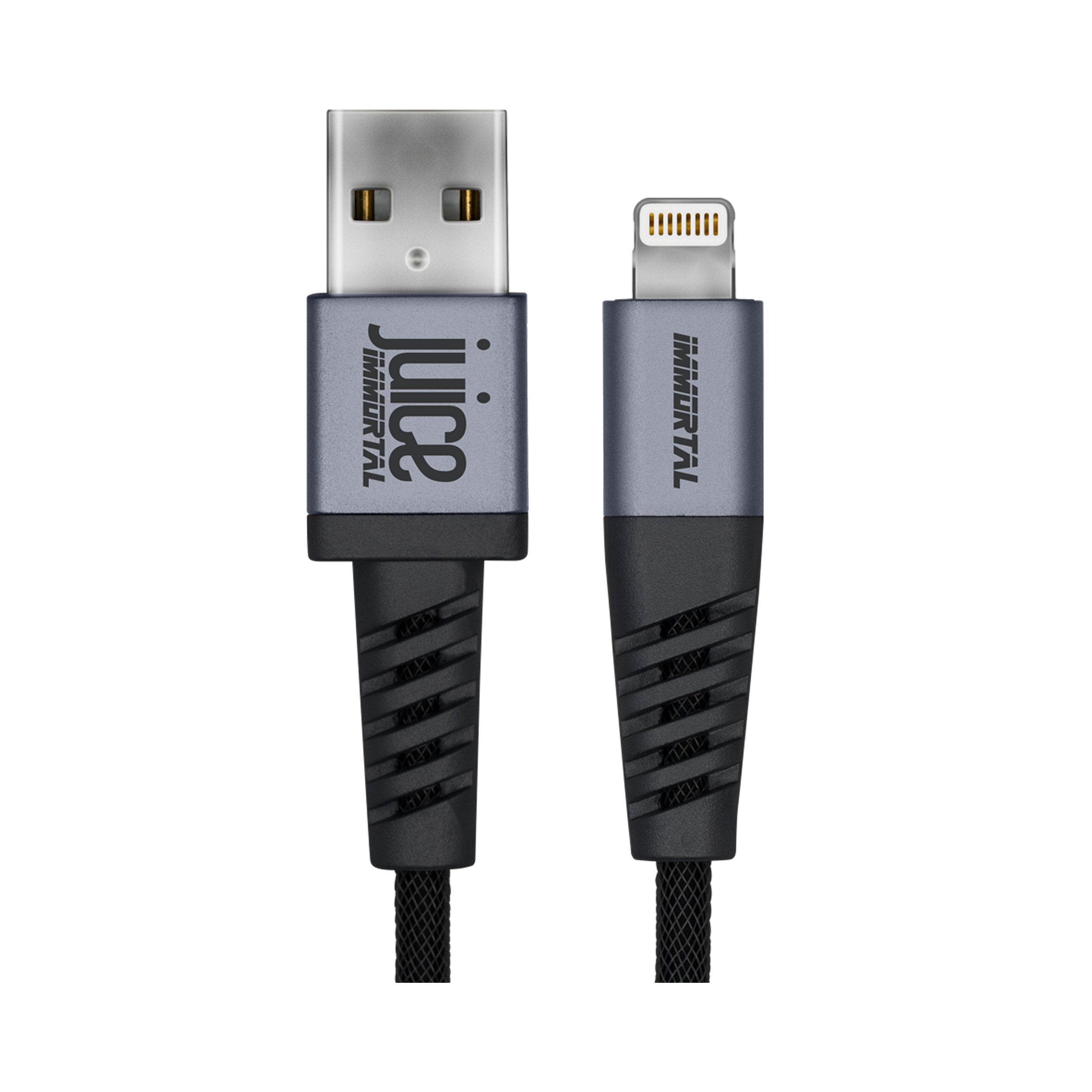 Juice Immortal MFI Approved Armoured Apple Lightning Cable in Black Colour 2 Metre Length