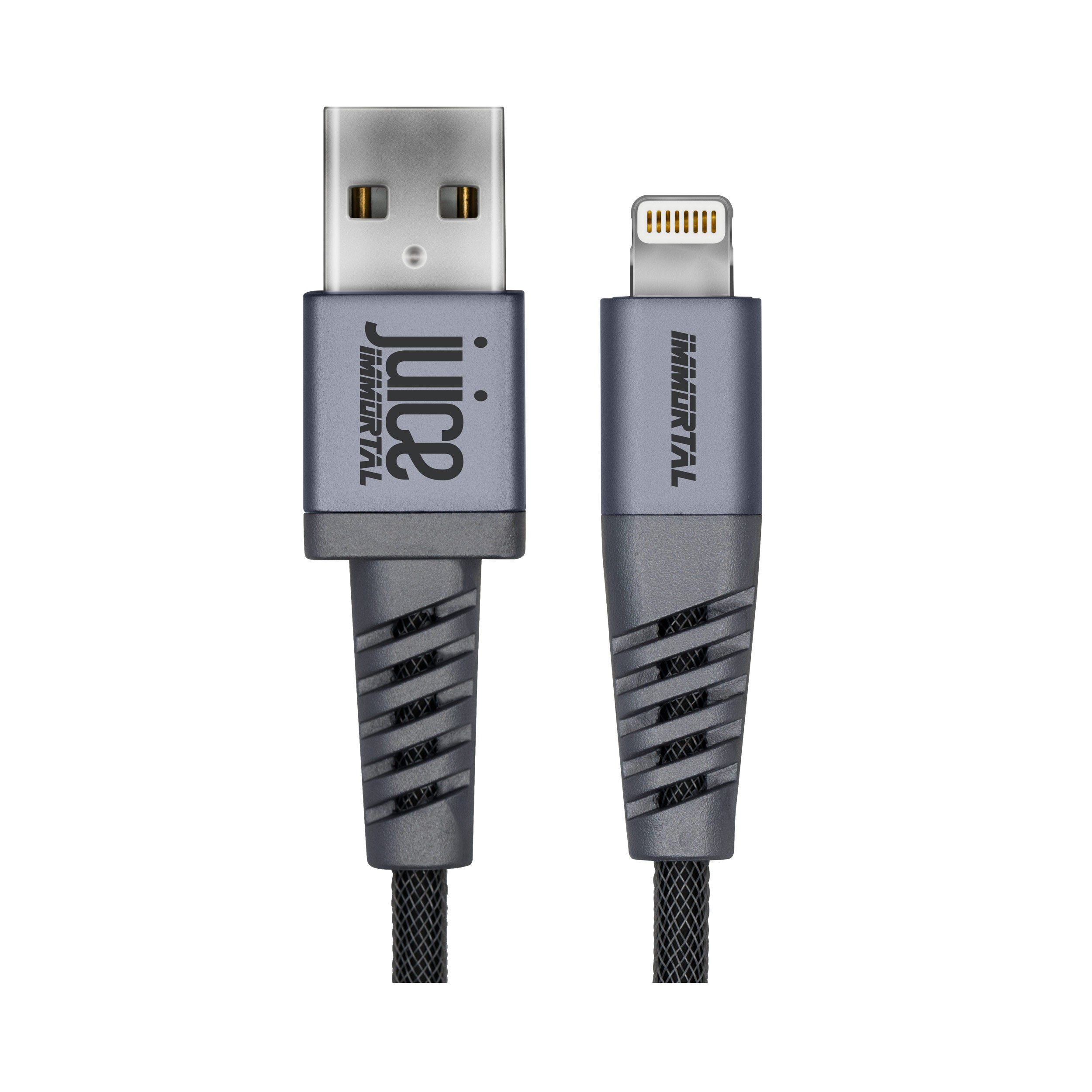 Juice Immortal MFI Approved Armoured Apple Lightning Cable in Titanium Colour 1 Metre Length