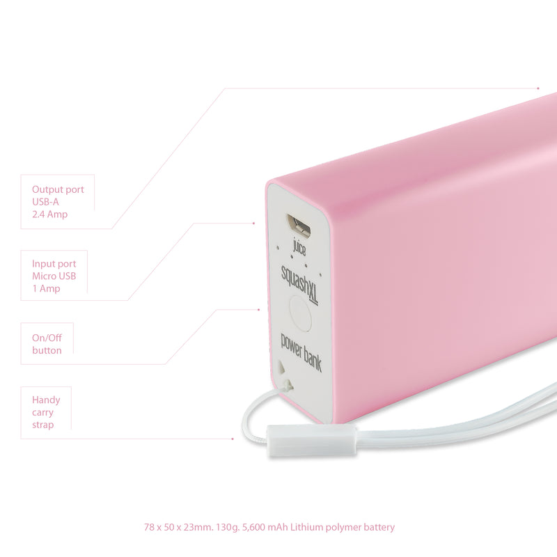 Juice Squash XL Power Bank Pastel Pink – 5,600mAh