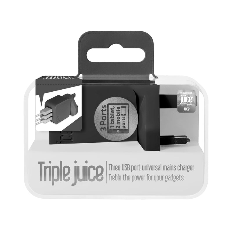 Juice Triple Juice 3.4 Amp 3 Port Mains Charger Plug