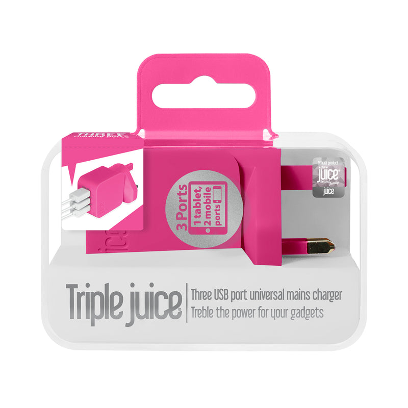 Juice Triple Juice 3.4 Amp 3 Port Mains Charger Plug