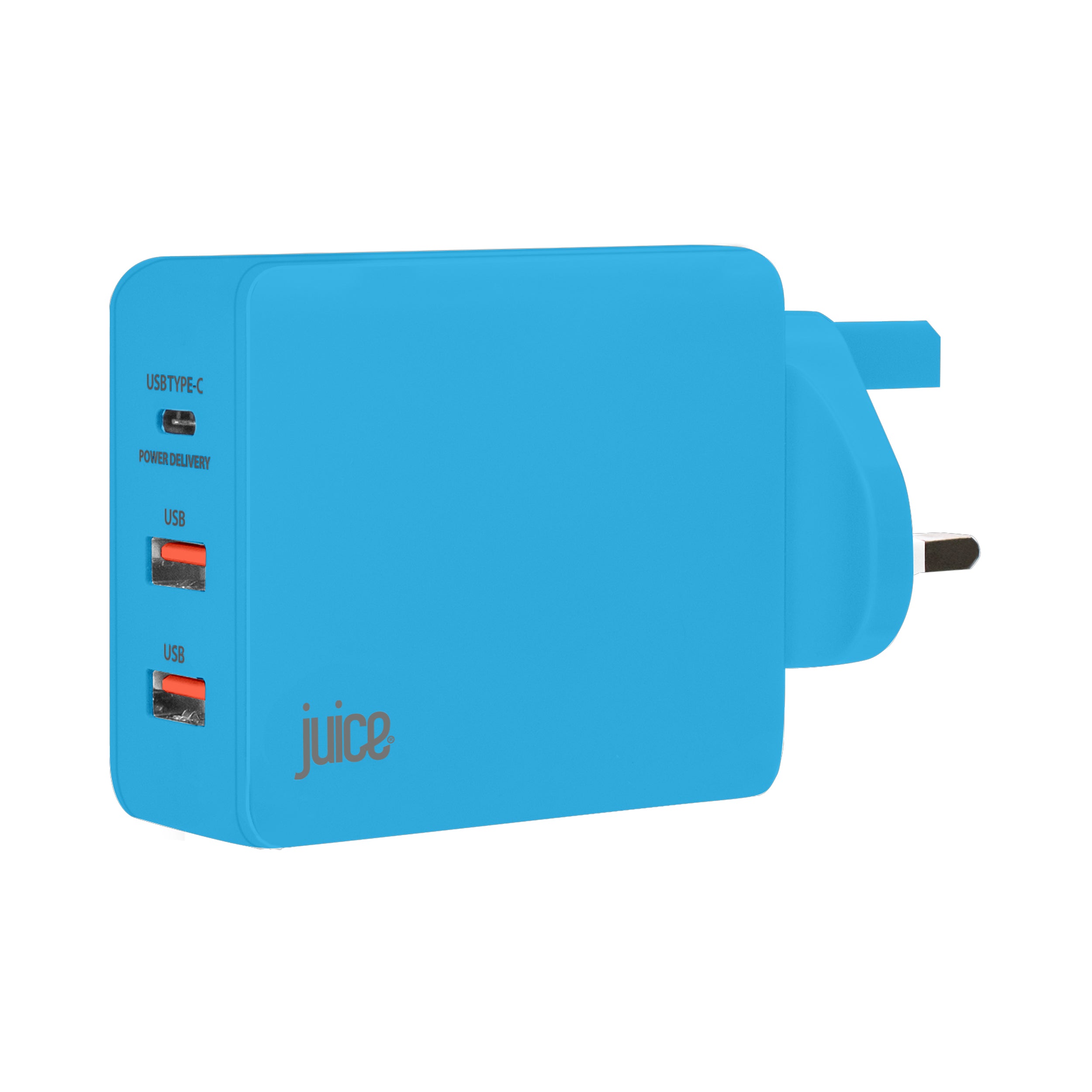 Juice Triple Juice 3.1Amp 3 Port Mains Charger Plug with USB-C Port