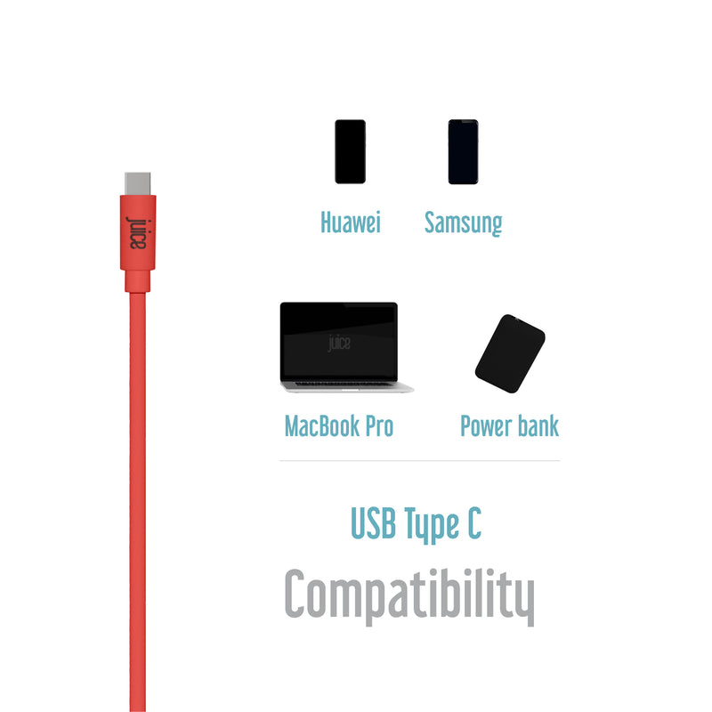 Juice USB Type-C Charging Cable 15cm – Coral